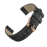 Genuine Leather Black Bosun Watch Strap - Rose Gold Buckle-0