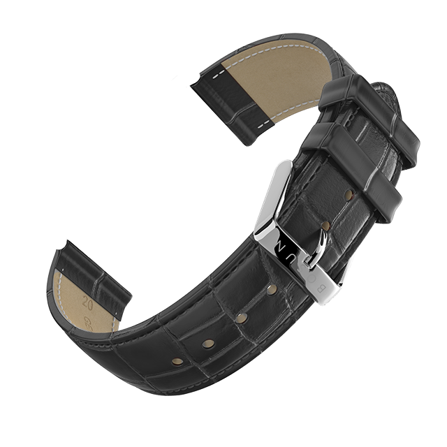 Genuine Leather Black Bosun Watch Strap - Stainless Steel Buckle-0