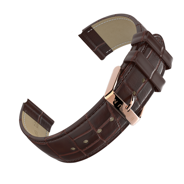 Genuine Leather Brown Bosun Watch Strap - Rose Gold Buckle-0
