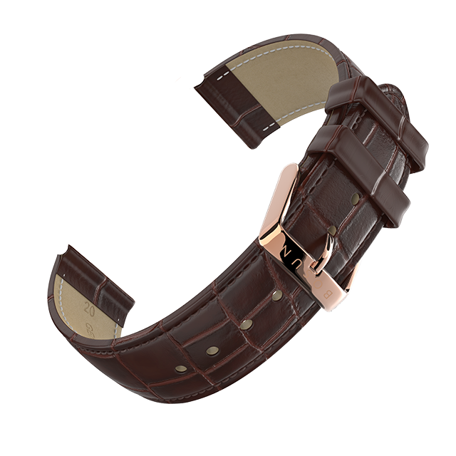 Genuine Leather Brown Bosun Watch Strap - Rose Gold Buckle-0