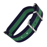 Canvas Nato Blue & Green Bosun Watch Strap - Silver Buckle-0