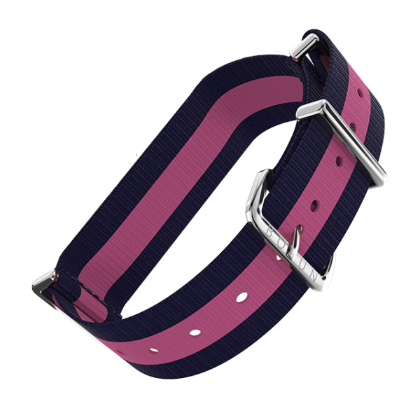 Canvas Nato Blue & Pink Bosun Watch Strap - SIlver Buckle-0