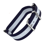 Canvas Nato Blue & White Bosun Watch Strap - Silver Buckle-0